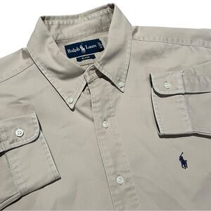 Ralph Lauren Blake Long Sleeve Button Down Shirt Men's Large Beige/Khaki